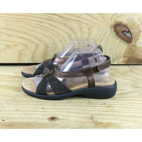 Haflinger Sandals Womens 10 Black Suede Metallic 41 Slingback Wedge Open Toe - Picture 1 of 9